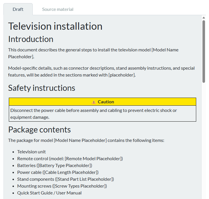 Document template sample