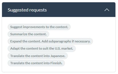 Suggested requests